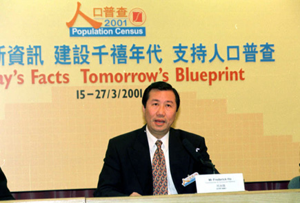 The Commissioner conducting the press conference for launching the 2001 Population Census.