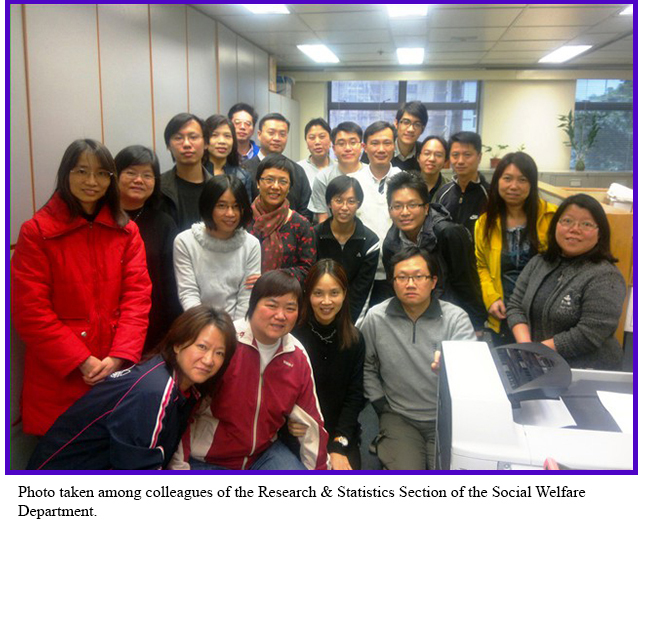 Photo taken among colleagues of the Research & Statistics Section of the Social Welfare Department.