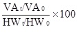 (VAt divided by VA0) divided by (HWt divided by HW0) multiple by 100