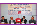 Mr Frederick W H Ho, Commissioner (second from right), announcing the launch of the 1996 Population By-census.