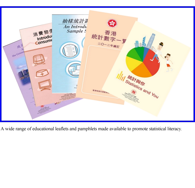 A wide range of educational leaflets and pamphlets made available to promote statistical literacy.