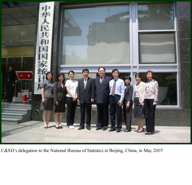C&SD’s delegation to the National Bureau of Statistics in Beijing, China, in May 2007.