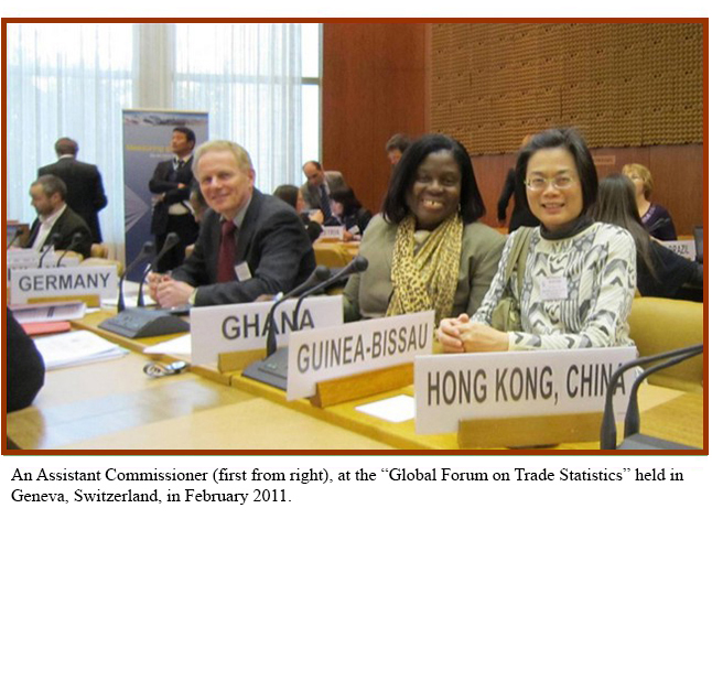 An Assistant Commissioner (first from right), at the “Global Forum on Trade Statistics” held in Geneva, Switzerland, in February 2011.