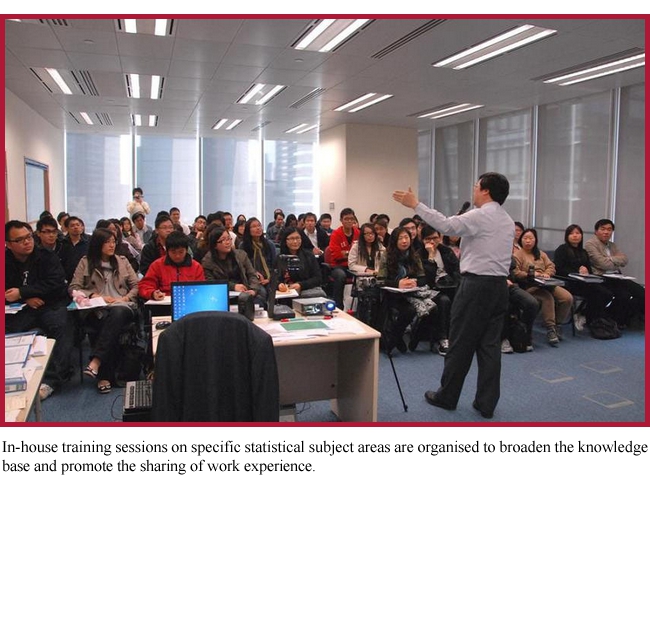 In-house training sessions on specific statistical subject areas are organised to broaden the knowledge base and promote the sharing of work experience.