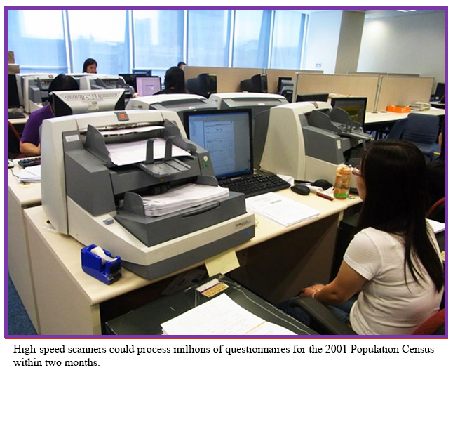 High-speed scanners could process millions of questionnaires for the 2001 Population Census within two months.