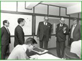 Sir David Trench, the Governor of Hong Kong (centre), accompanied by Mr K W J Topley, Commissioner (second from right), visited the Department in 1971.