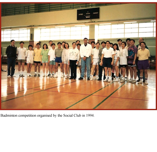 Badminton competition organised by the Social Club in 1994.