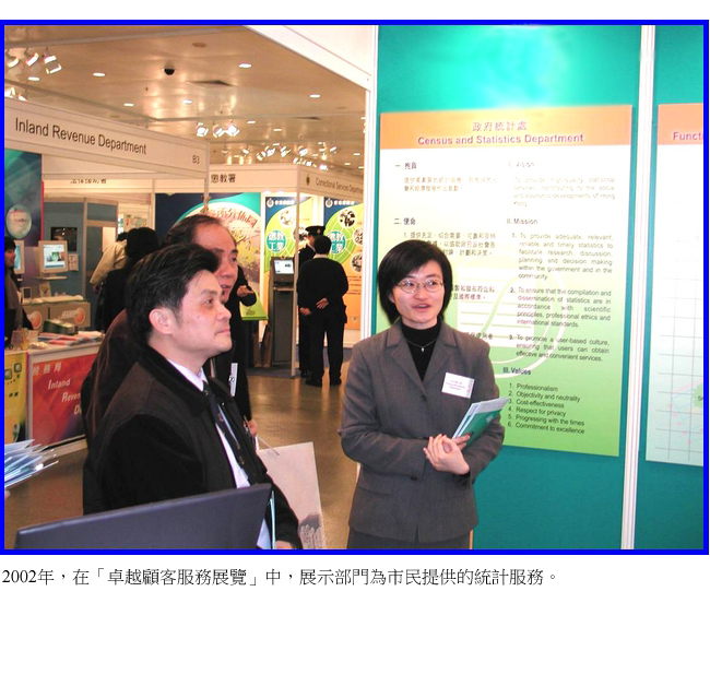 2002年，在「卓越顧客服務展覽」中，展示部門為市民提供的統計服務。