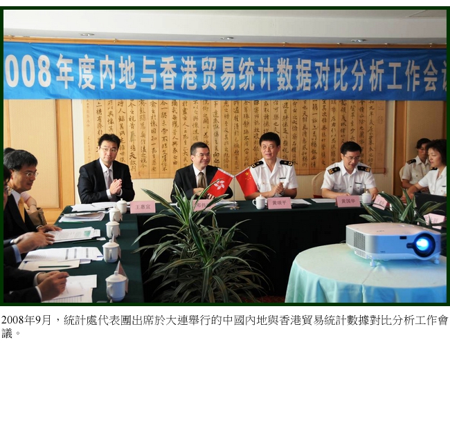 2008年9月，統計處代表團出席於大連舉行的中國內地與香港貿易統計數據對比分析工作會議。