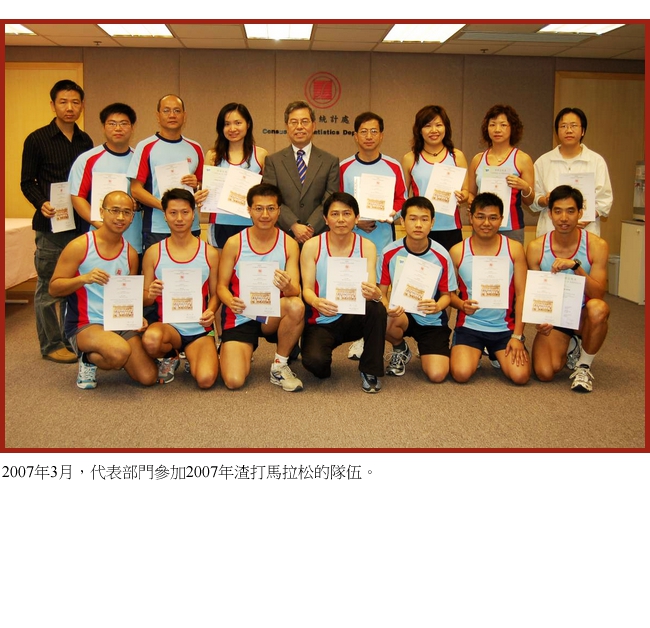 2007年3月，代表部门参加2007年渣打马拉松的队伍。